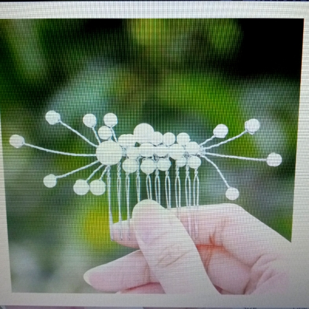 Barode bridal wedding hair comb silver pearl side comb
